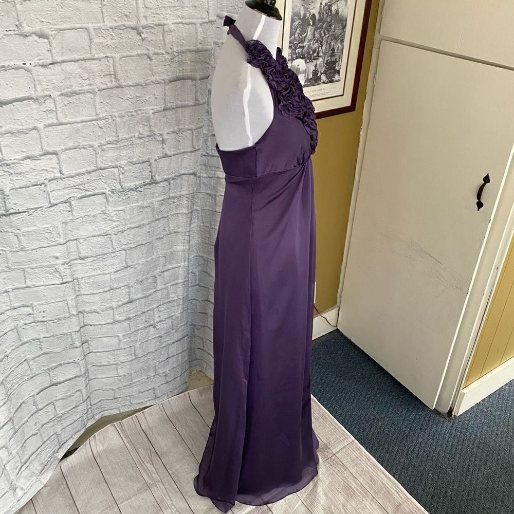 Bari Jay women 8 raised flower halter top empire waist floor length dress purple - Picture 4 of 15